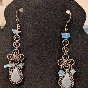 Angelite Blue And Silver Dangle Earrings